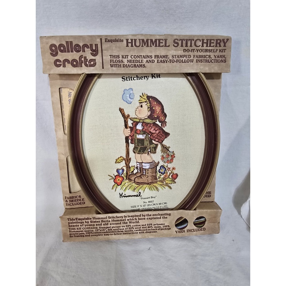Vintage Hummel Stitchery Kit‎ Peasant Boy 8037 Gallery Crafts Crewel Embroidery